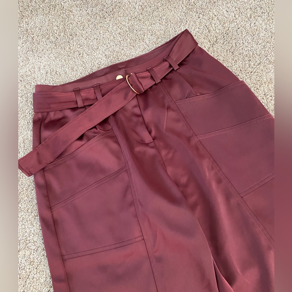 Burgundy Satin Pants